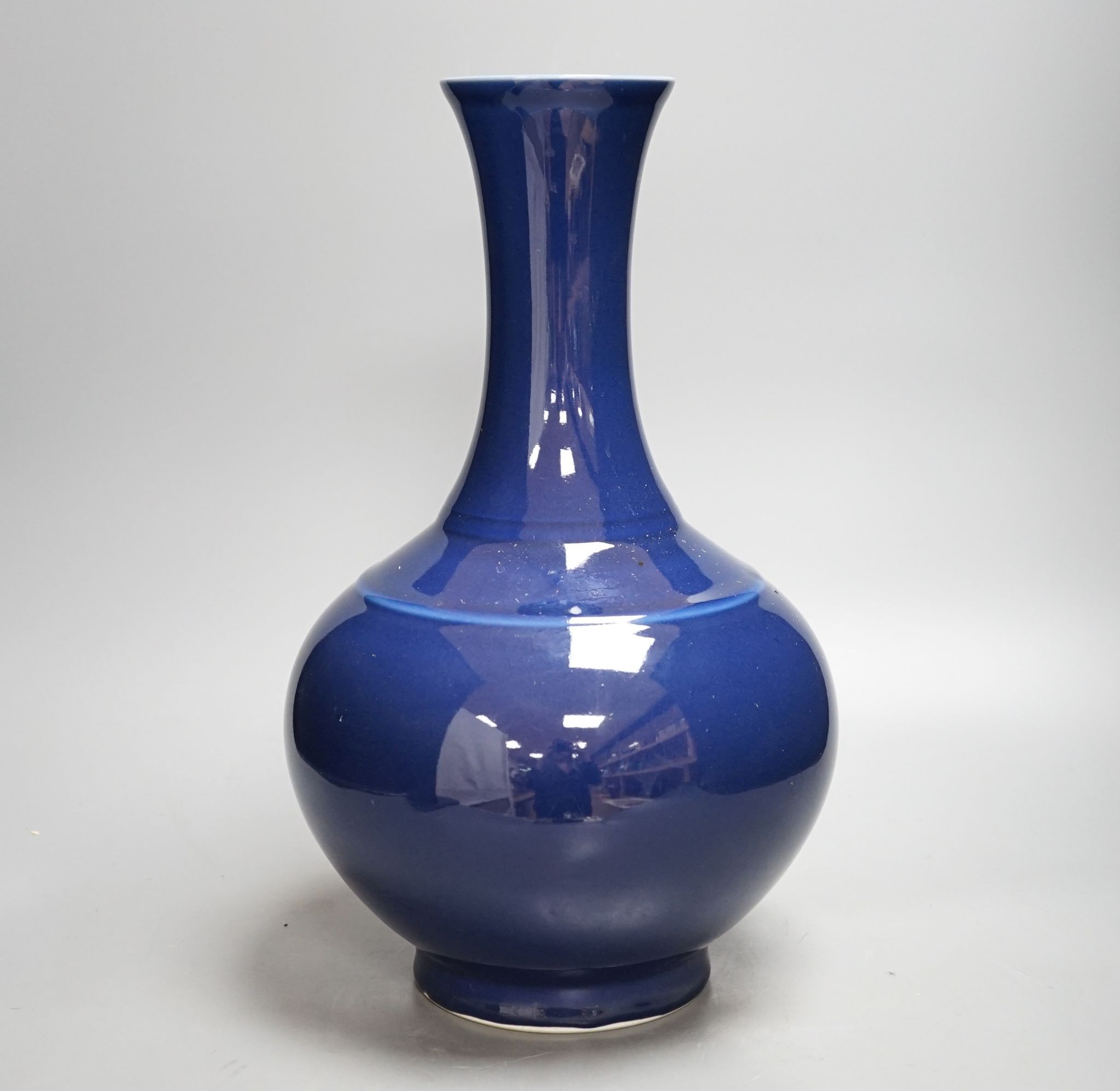 A large Chinese powder blue vase, 39cm